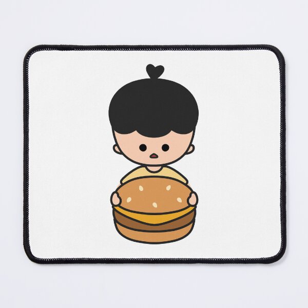 Item preview, Cute Little Boy with a Giant Hamburger - KURA designed and sold by KURA - Cozy inside.