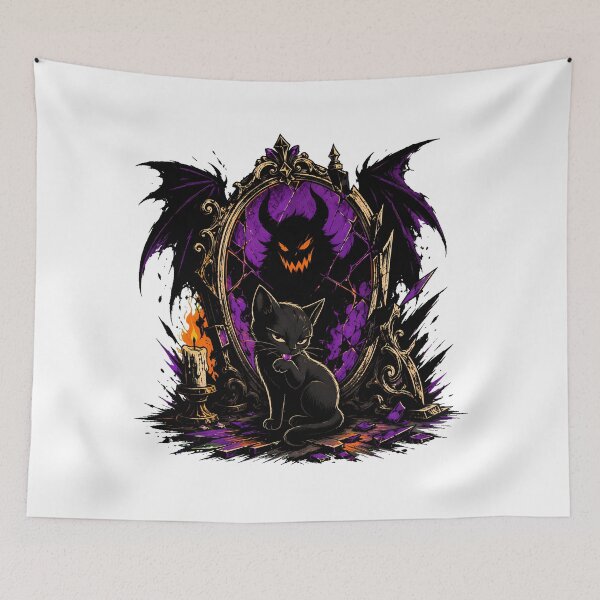 Item preview, Gothic Demon Cat Reflection Spooky Shadow Kitten designed and sold by chattsuede.