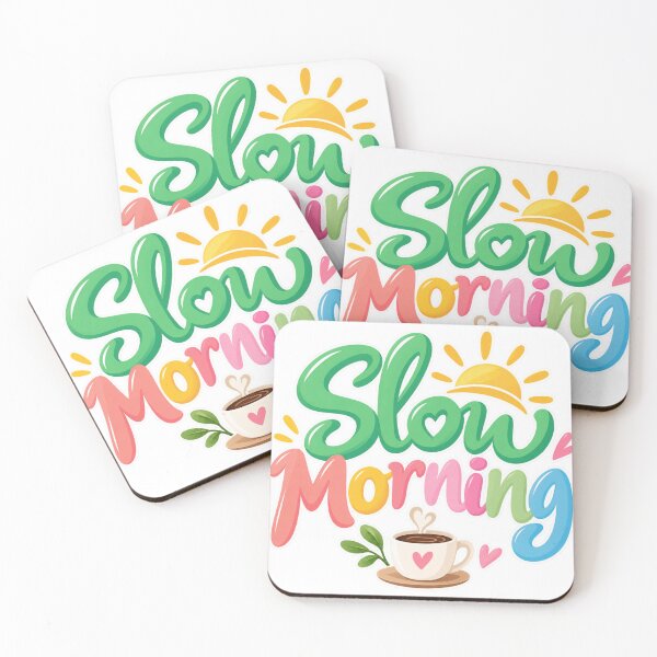 Item preview, Slow Morning Cute Coffee Typography Quote designed and sold by Nicha Studio.