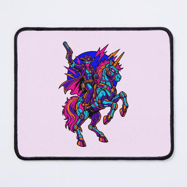 Item preview, Cyberpunk Cowboy Riding Robot Unicorn Neon Synthwave designed and sold by KungPowUnicorn.