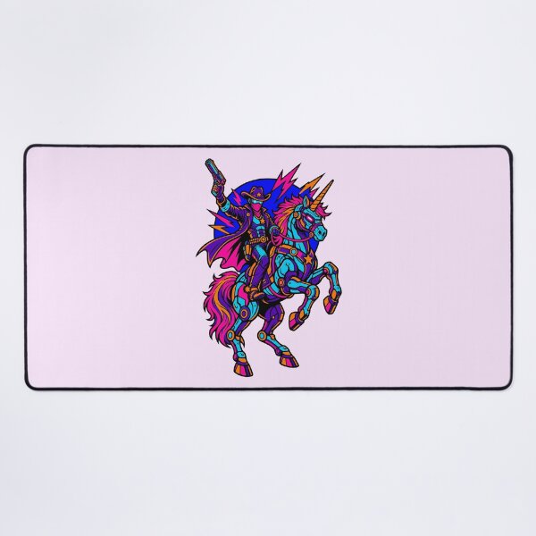 Item preview, Cyberpunk Cowboy Riding Robot Unicorn Neon Synthwave designed and sold by KungPowUnicorn.