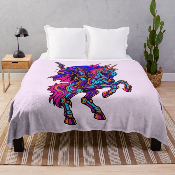 Item preview, Cyberpunk Cowboy Riding Robot Unicorn Neon Synthwave designed and sold by KungPowUnicorn.