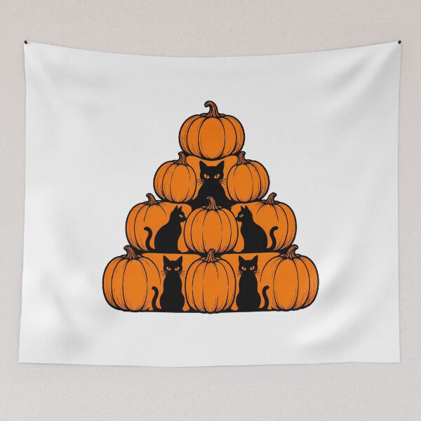 Item preview, Black Cat Pumpkin Pyramid Spooky Halloween Silhouette designed and sold by chattsuede.