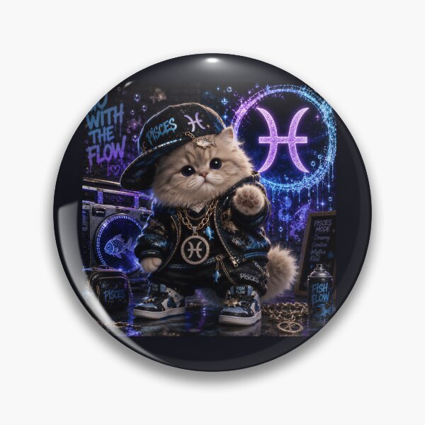 Item preview, Pisces Cat Zodiac Cyberpunk Hip Hop Streetwear designed and sold by Soluna Studio.