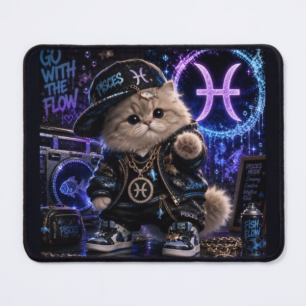 Item preview, Pisces Cat Zodiac Cyberpunk Hip Hop Streetwear designed and sold by Soluna Studio.