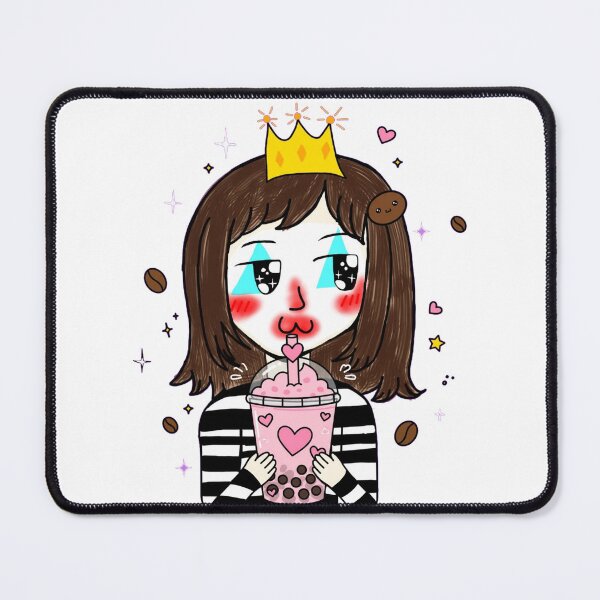 Item preview, Boba Princess Cute Kawaii - Girl Drinking Pink Bubble Tea designed and sold by BunnySoftArt.