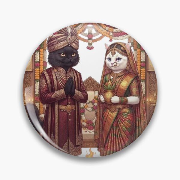 Item preview, Traditional Tamil Cat Wedding Aesthetic | Cute South Indian Feline Marriage Art designed and sold by PetalsPaws.