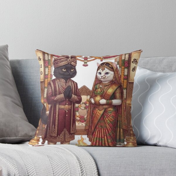 Item preview, Traditional Tamil Cat Wedding Aesthetic | Cute South Indian Feline Marriage Art designed and sold by PetalsPaws.