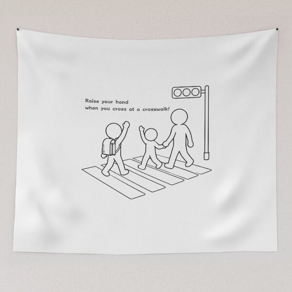 Item preview, Japan Kids Raising Hand at Crosswalk - Japanese Manners Pictogram designed and sold by japan-picto.