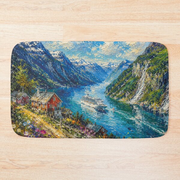 Item preview, Geirangerfjord in Norway painting. designed and sold by GalleryKauffeld.