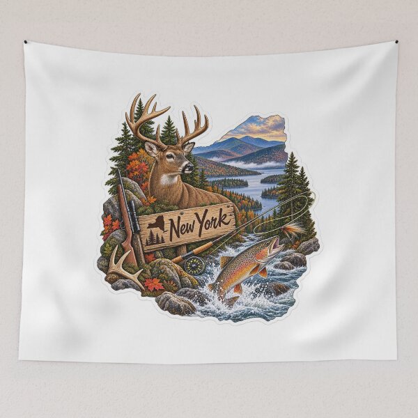 Item preview, New York Hunting & Fishing designed and sold by Whimspired By Paxx.