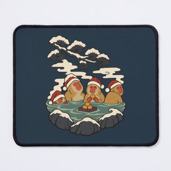 Item preview, Snow Monkeys in the Onsen — Japanese Christmas | Ukiyo-e Woodblock designed and sold by Planthem.