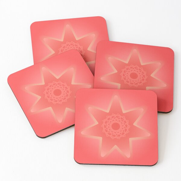 Item preview, Coral Geometric Sun Star Symbol Pattern designed and sold by ZorianArt.