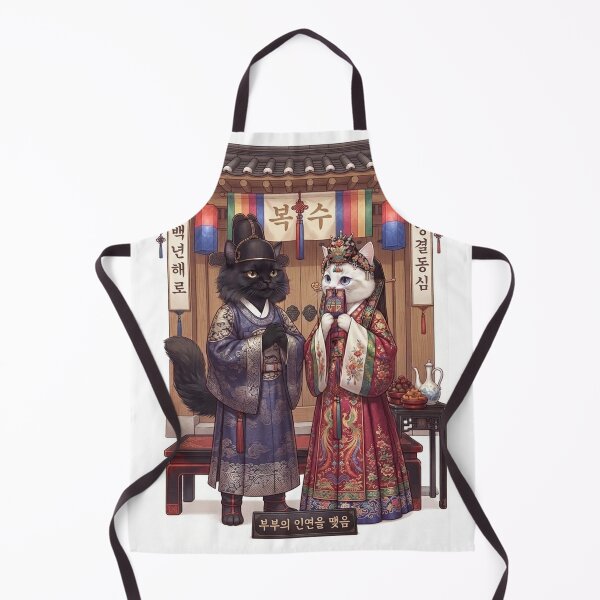 Item preview, Traditional Korean Royal Wedding Cats | Cute Hanbok Feline Marriage Aesthetic designed and sold by PetalsPaws.