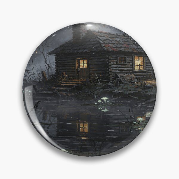 Item preview, Enchanted Woodland Cabin at Twilight | Dark Cottagecore Mushroom Forest Art designed and sold by cr6zym1nd.