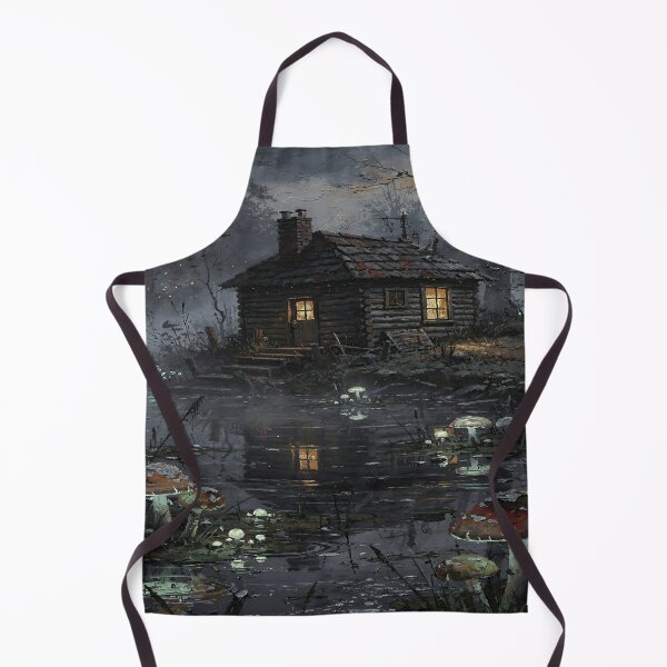 Item preview, Enchanted Woodland Cabin at Twilight | Dark Cottagecore Mushroom Forest Art designed and sold by cr6zym1nd.