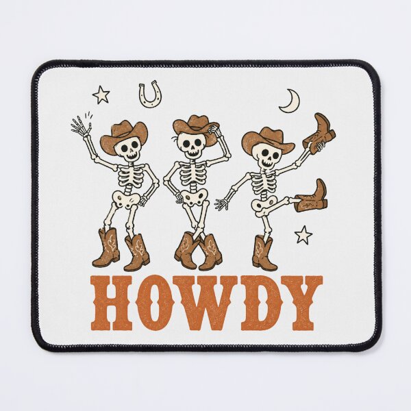 Item preview, Howdy Skeleton Cowboy Retro Western Halloween Dancing Skeletons designed and sold by Yellowriversss.