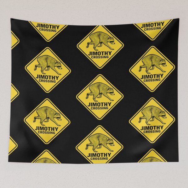 Item preview, Funny Jimothy Crossing Raccoon Road Sign Seattle designed and sold by TheTrendsDesk.