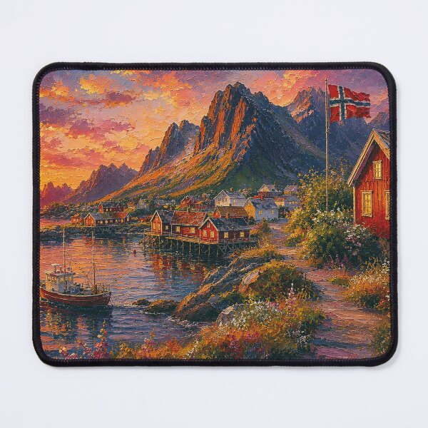 Item preview, A painting of Lofoten by night, Norway – A Beautiful place in Scandinavia. designed and sold by GalleryKauffeld.