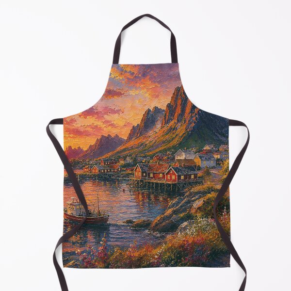 Item preview, A painting of Lofoten by night, Norway – A Beautiful place in Scandinavia. designed and sold by GalleryKauffeld.