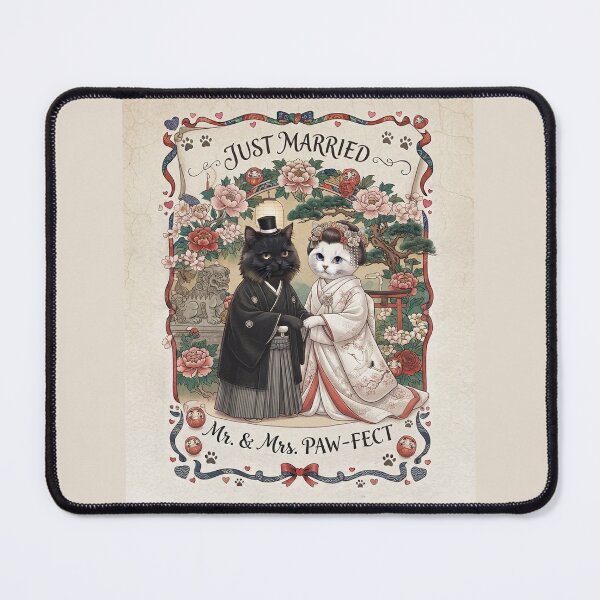Item preview, Just Married Japanese Cat Wedding | Mr. & Mrs. Paw-fect Cute Feline Romance designed and sold by PetalsPaws.