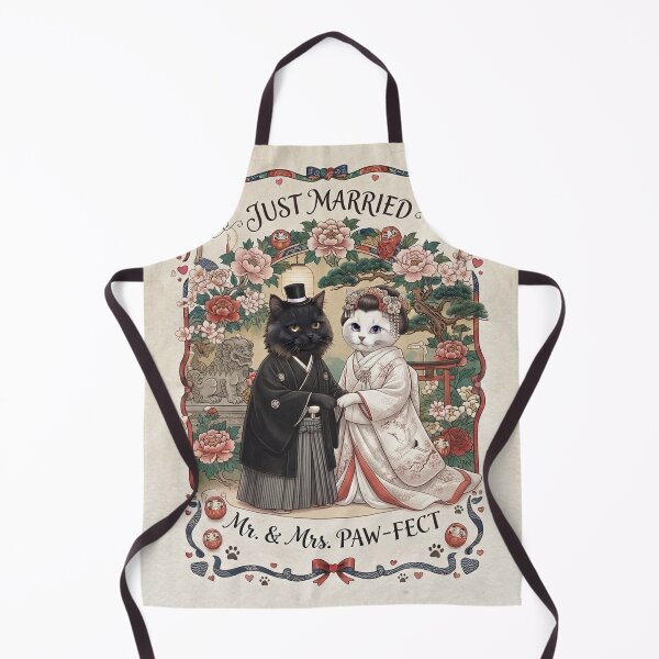 Item preview, Just Married Japanese Cat Wedding | Mr. & Mrs. Paw-fect Cute Feline Romance designed and sold by PetalsPaws.