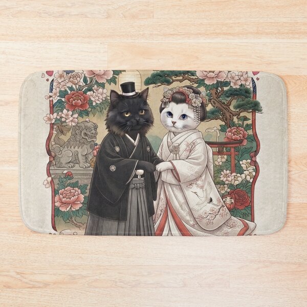 Item preview, Just Married Japanese Cat Wedding | Mr. & Mrs. Paw-fect Cute Feline Romance designed and sold by PetalsPaws.