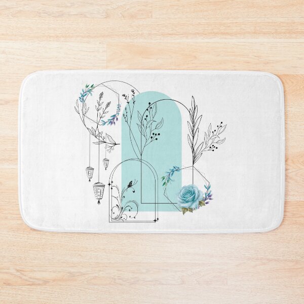 Item preview, Blue Rose & Light Teal Geometric Arch Botanical Line Art designed and sold by Verantia.