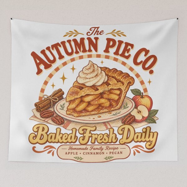 Item preview, The Autumn Pie Co Baked Fresh Daily Vintage Apple Pecan Pie Illustration designed and sold by Yellowriversss.