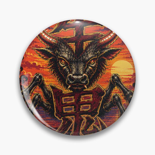 Item preview, USHI-ONI BEAST OF THE BURNING TIDE JAPANESE YOKAI KANJI ART designed and sold by Handcan.
