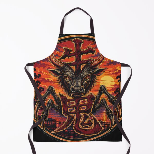 Item preview, USHI-ONI BEAST OF THE BURNING TIDE JAPANESE YOKAI KANJI ART designed and sold by Handcan.