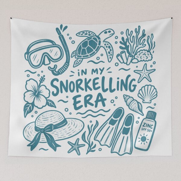 Item preview, In My Snorkelling Era Retro Ocean Turtle Beach Doodle Art designed and sold by Yellowriversss.