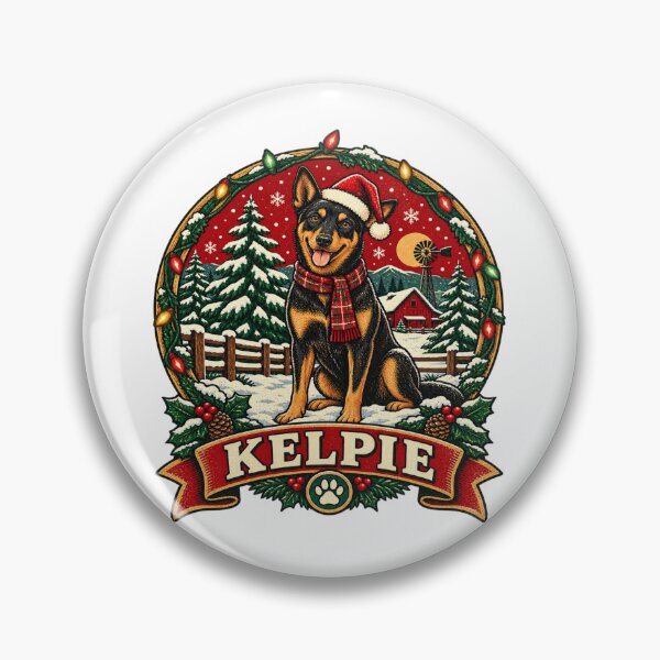 Item preview, Australian Kelpie Christmas Shirt – Retro Snow Badge Design designed and sold by Globalcitytees.