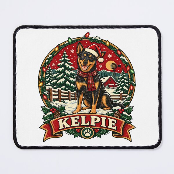 Item preview, Australian Kelpie Christmas Shirt – Retro Snow Badge Design designed and sold by Globalcitytees.