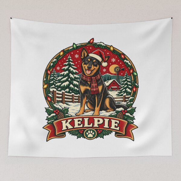 Item preview, Australian Kelpie Christmas Shirt – Retro Snow Badge Design designed and sold by Globalcitytees.