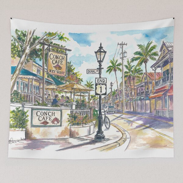 Item preview, Key West Conch Cafe Duval Street Watercolor designed and sold by artshop77.