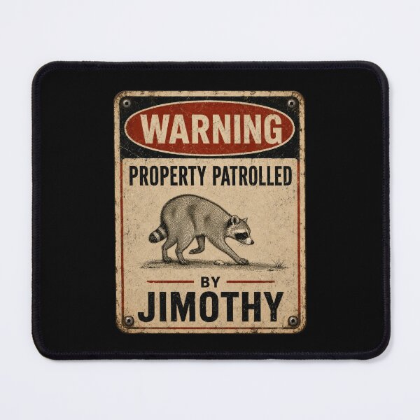 Item preview, Property Patrolled by Jimothy Funny Raccoon Warning Sign designed and sold by TheTrendsDesk.