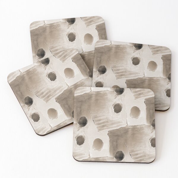 Item preview, Square and Dot Abstract in Beige Brown designed and sold by Artistestella.
