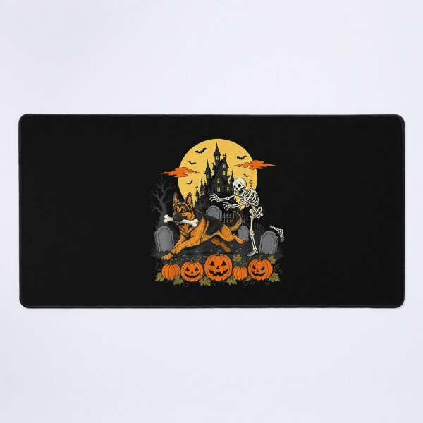 Item preview, German Shepherd Dog Stealing Bone from Skeleton Halloween designed and sold by RuperDelois.