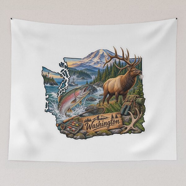 Item preview, Washington Hunting & Fishing designed and sold by Whimspired By Paxx.