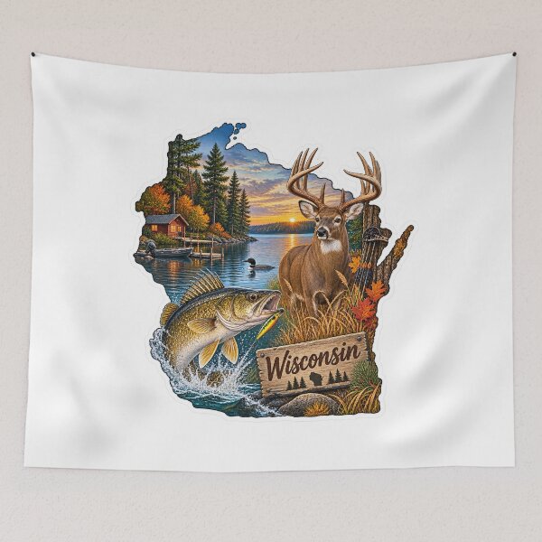 Item preview, Wisconsin Hunting & Fishing designed and sold by Whimspired By Paxx.