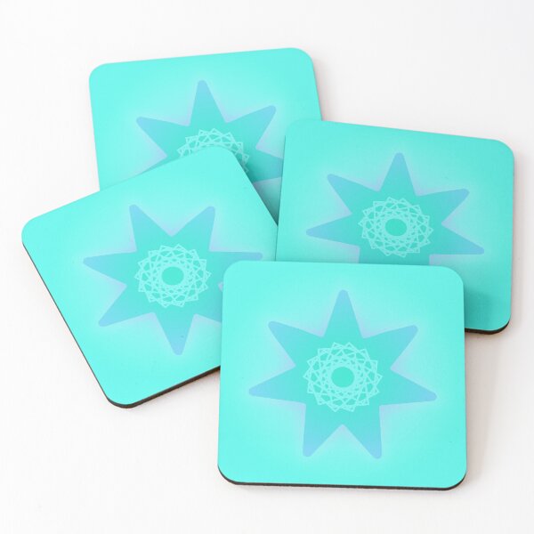 Item preview, Cyan Geometric Sun Star Symbol Pattern designed and sold by ZorianArt.