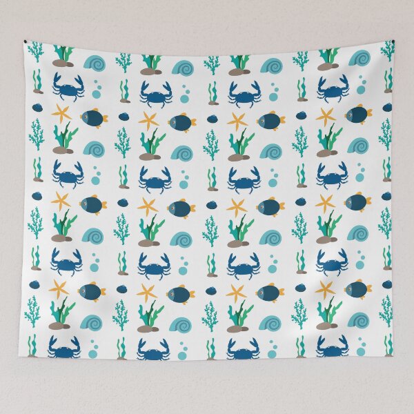 Item preview, Cute Ocean Animals Blue Crab Starfish Seaweed Vector Sticker Pack designed and sold by ElenMart.