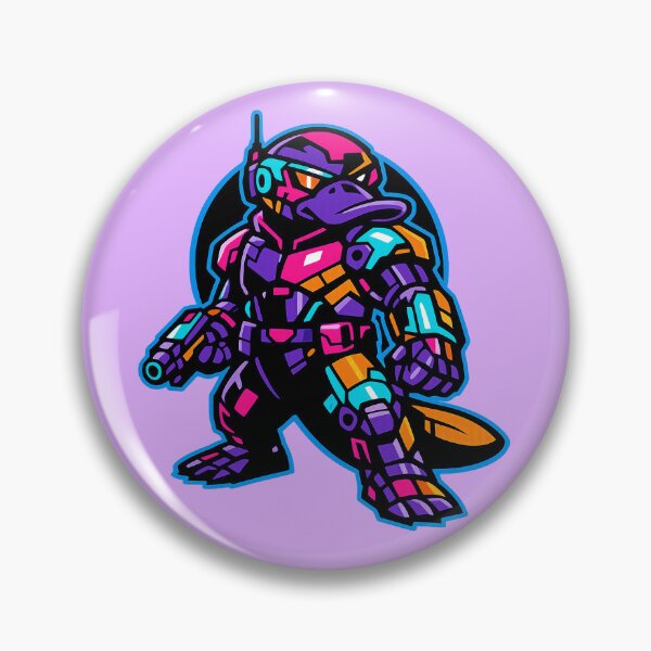 Item preview, Cyberpunk Cyborg Platypus Neon Synthwave Sci Fi Mech designed and sold by KungPowUnicorn.