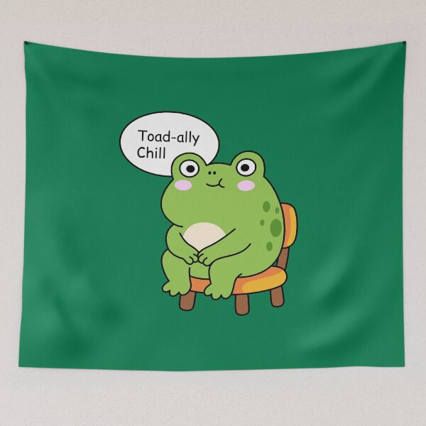 Item preview, Toad-ally Chill with Cute Green Frog Sitting on Chair designed and sold by sweetfourty.
