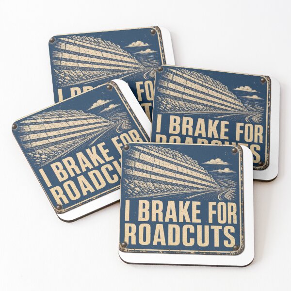 Item preview, I Brake For Roadcuts Vintage Enamel Sign designed and sold by BoosterShop.