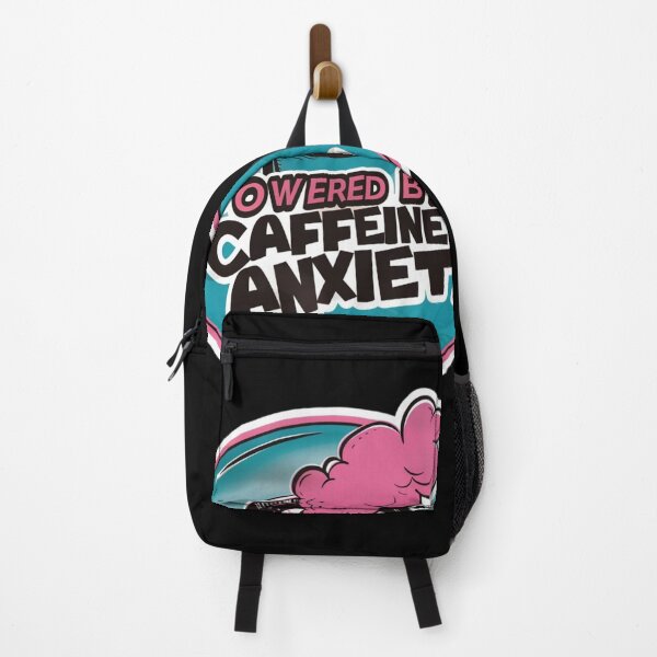 Item preview, Powered by Caffeine Anxiety Graphic Sticker Badge With Coffee Cup and Pink Steam Illustration designed and sold by KanDa-Shop.
