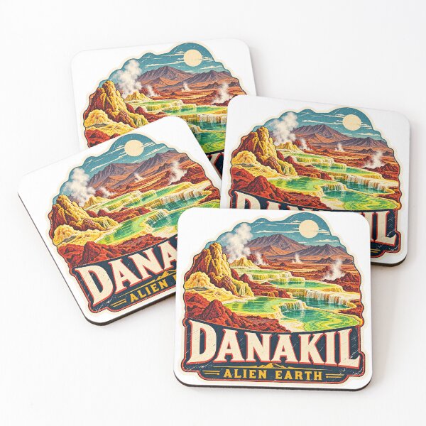 Item preview, Danakil Vintage Travel Sticker – Alien Earth Geothermal Desert designed and sold by ChicClicker.