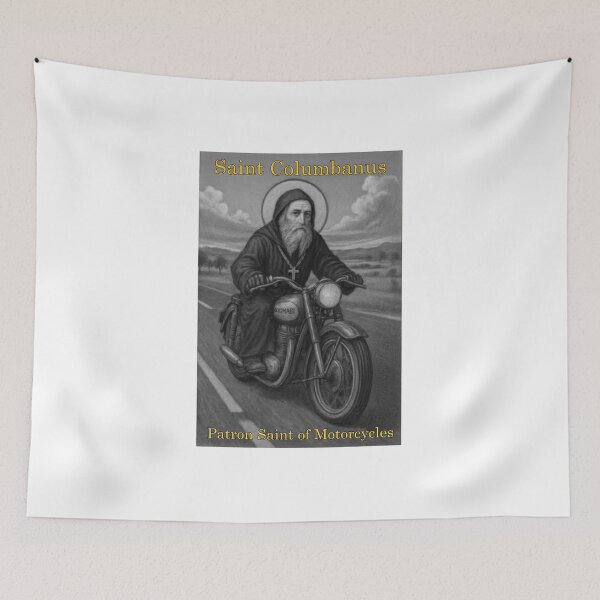 Item preview, St Columbanus Patron Saint of Motorcyclists Motorcycles  designed and sold by geronkagogo.