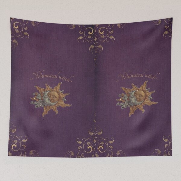 Item preview, Purple whimsigoth aesthetic with vintage sun and moon "whimsical witch' designed and sold by BrontesWhimsyStore.
